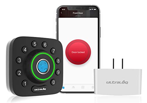 ULTRALOQ U-Bolt Pro Smart Lock + Bridge WiFi Adaptor, 6-in-1 Keyless Entry Door Lock with WiFi, Bluetooth, Biometric Fingerprint and Keypad, Smart Door Lock Front Door, Deadbolt Lock Edition