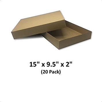 Brown Cardboard Kraft Apparel Decorative Gift Boxes with Lids 15x9.5x2 (20 Pack)