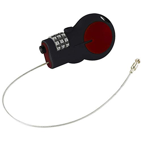 Lewis N. Clark TSA Approved Padlock & Bike Lock for Luggage + Travel, Set Your Combo w/30in Retractable Steel Cable, Red