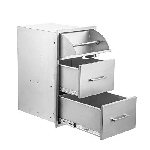 Stainless Steel Double Drawer & Paper Towel Holder Combo Works with Your Grilling or Prep Zones for Outdoor BBQ Island