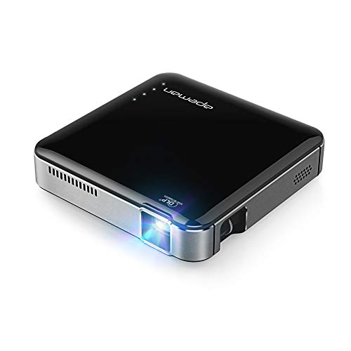 APEMAN M4 Mini Portable Projector, Video DLP Pocket Projector for Home and Outdoor Entertainment, Support 1080P HDMI Input Built-in Rechargeable Battery Stereo Speakers with Upgraded 360° Tripod