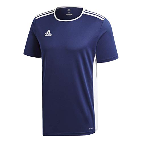 adidas Men's Entrada 18 AEROREADY Primegreen Regular Fit Soccer Short Sleeve Jersey, Dark Blue/White, Medium