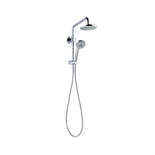 hansgrohe Croma Sliding Height Adjust Modern 3-Spray Easy Wall Outlet Mount with QuickClean ShowerPipe Exposed Pipe Shower System in Chrome, 04526000