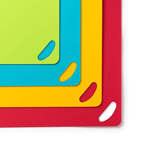 Bellemain Extra Thick Flexible Plastic Cutting Board Mats Non-Skid with Food Color Codes (Set of 4) (15x11)