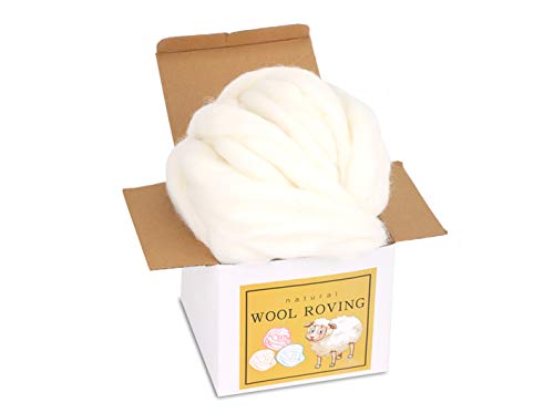 Wool Roving Bulk - 8.82oz Super Wool Chunky Yarn, Wool Roving Top for Needle Felting, Soft Felting Wool Supplies for Hand Spinning, Felting, Blending, Weaving and DIY Craft