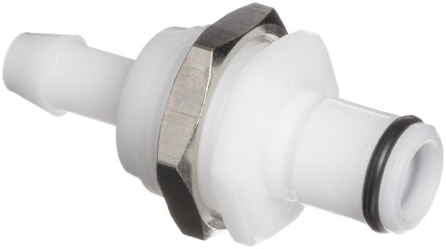 Value Plastics XQCBM755-1006-B Natural Acetal Tube Fitting, Barbed Open Flow Panel Mount Coupling, 1/4' (6.4 mm) Tube ID, Male (Pack of 10)