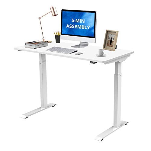 Flexispot Standing Desk Electric Quick Install Height Adjustable Desk 48 x 24 Inches Whole-Piece Desk Board (White Frame + 48' White Top) …