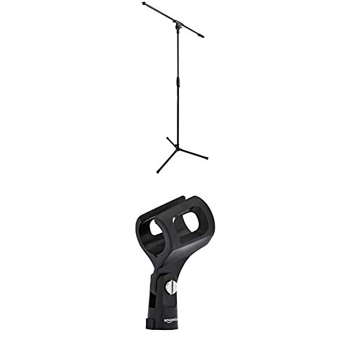 AmazonBasics Tripod Boom Microphone Stand with Large Barrel Style Microphone Clip