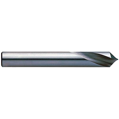 KEO 34140 Solid Carbide High Performance NC Spotting Drill Bit, Uncoated (Bright) Finish, Round Shank, Right Hand Flute, 90 Degree Point Angle, 1/4' Body Diameter, 2-1/2' Overall Length