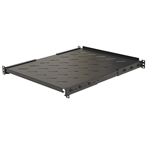 NavePoint Fixed Rack Vented Server Shelf 1U 19 Inch 4 Post Rack Mount Adjustable from 17-33 Inches