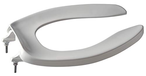 Zurn Commercial Heavy Duty Toilet Seat with Anti-Microbial Protection and Stainless Steel Hinge, Open Front, Elongated, White, Z5955SS-AM-STS