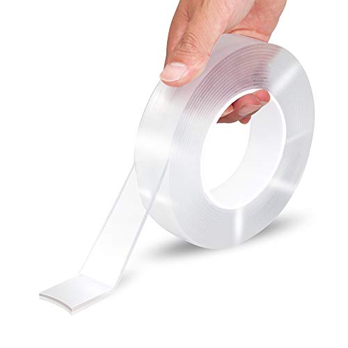 EZlifego Double Sided Tape Heavy Duty(16.5FT/5M)，Multipurpose Wall Tape Adhesive Strips Removable Mounting Tape,Washable Strong Sticky Transparent Tape Gel Poster Carpet Tape for Paste Items,Household