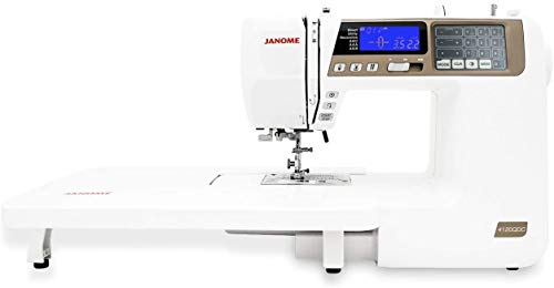 Janome 4120QDC Computerized Sewing Machine (New 2020 Tan Color) w/Hard Case + Extension Table + Instructional DVD + 1/4' Seam Foot w/Guide + Overedge Foot + Zig Zag Foot + Buttonhole Foot + More!