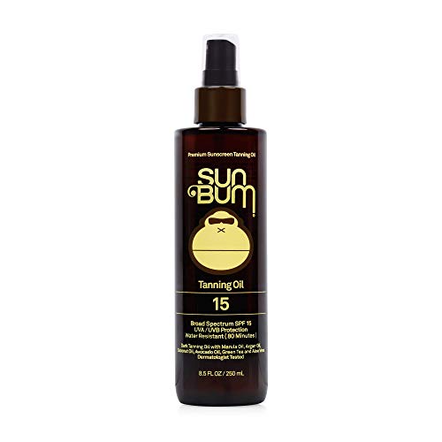 Sun Bum Moisturizing Tanning Oil, SPF 15, 8.5 oz Bottle, 1 Count, Broad Spectrum UVA/UVB Protection, Coconut Oil, Aloe Vera, Hypoallergenic, Paraben Free, Gluten Free, Vegan