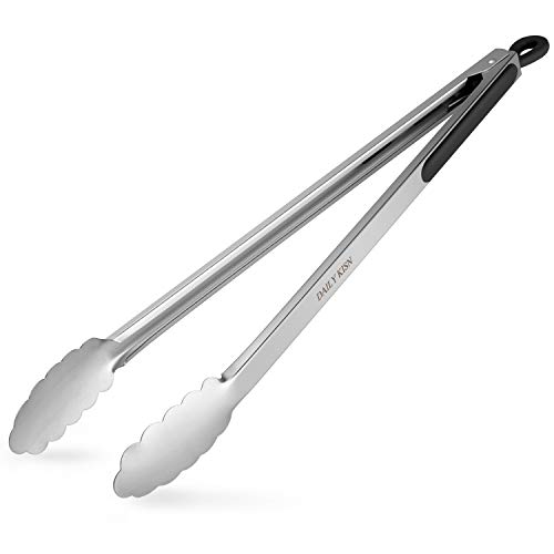 DAILY KISN Premium Stainless-Steel Locking Grill Tongs 17-inch ,  Sturdy, Heavy Duty Tong Set - Great for Cooking, Grilling, and Barbecue (BBQ)