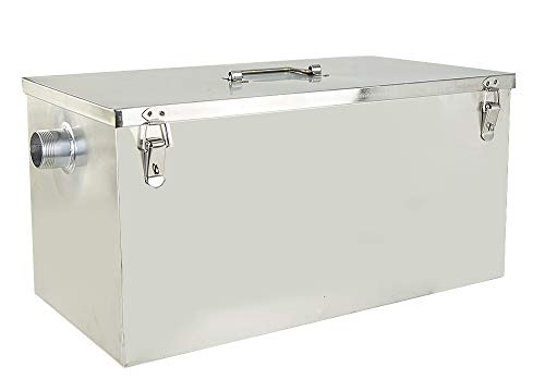 XuSha Commercial Grease Trap 25lbs 13GPM Interceptor Stainless Steel for Restaurant Kitchen, Side Inlet