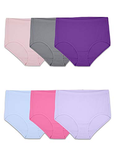 Fruit of the Loom Women's Underwear Breathable Panties (Regular & Plus Size), Brief-Cotton Mesh-6 Pack, 6