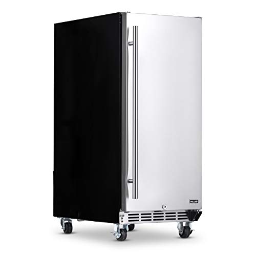 NewAir 15” Built-in 90 Can NOF090SS00 Outdoor Beverage Fridge in Weatherproof Stainless Steel with Auto-Closing Door and Easy Glide Casters