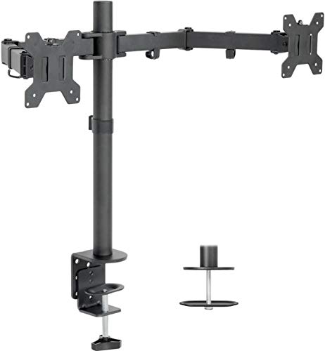 VIVO Dual LCD Monitor Desk Mount Stand Heavy Duty Fully Adjustable fits 2 /Two Screens up to 27' (STAND-V002)