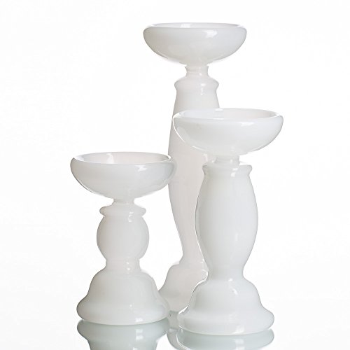 Richland Pillar Candle Holder White Glass Set of 3