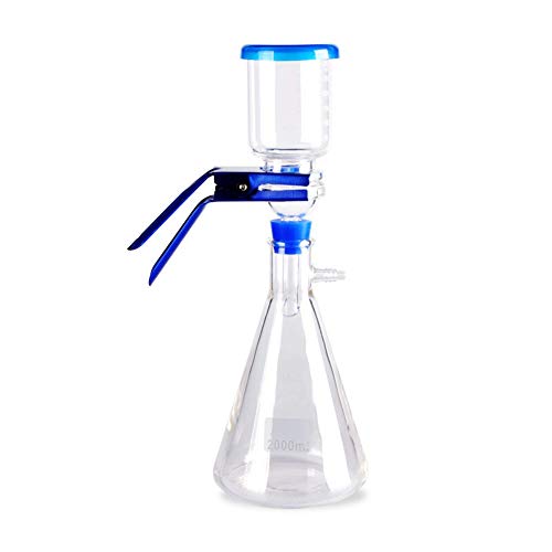 Fristaden Lab Vacuum Filtration Distillation Apparatus | 2000mL Filtering Flask | 300mL Graduated Funnel Borosilicate Glass | Strong Aluminum Clamp | Lab Suction Filtering Flask | 1 Year Warranty