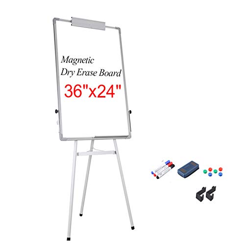 Dry Erase Easel Tripod Whiteboard, 24' x 36'Dry Erase Flipchart Board, Height Adjustable Stand,