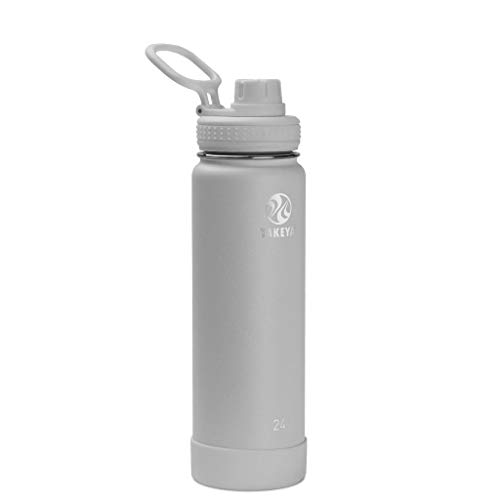 Takeya Actives Insulated Stainless Steel Water Bottle with Spout Lid, 24 oz, Pebble