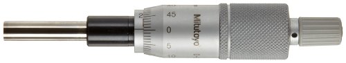 Mitutoyo 150-191 Micrometer Head, Middle Size, 0-25mm Range, 0.01mm Graduation, +/-0.002mm Accuracy, Ratchet Stop Thimble, Clamp Nut, Flat Face