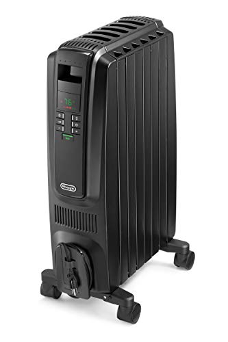 De'Longhi Oil-Filled Radiator Space Heater, Quiet 1500W, Adjustable Thermostat, 3 Heat Settings, Timer, Energy Saving, Safety Features, Nice for Home with Pets/Kids, Black