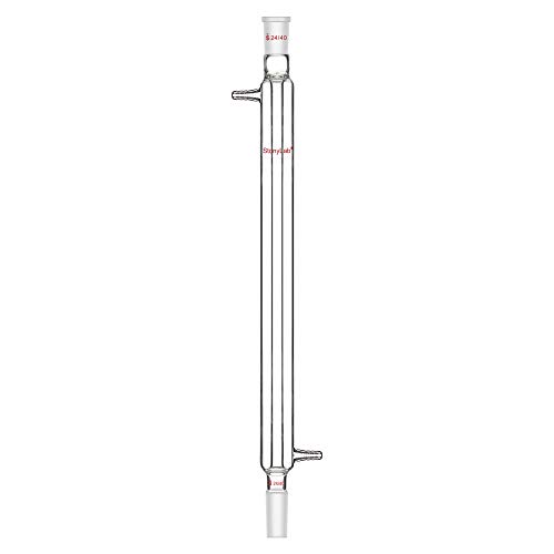 StonyLab Borosilicate Glass Liebig Condenser with 24/40 Joint 400mm Jacket Length Lab Glass Condenser