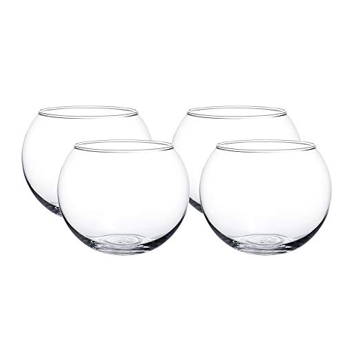 Whole Housewares Clear Bubble Bowl Glass Vase-Glass Round Vase-Glass Fish Bowl-Glass Terrarium (D6 X H4.75 Inch 4pcs)