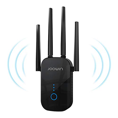 WiFi Extender - JOOWIN 1200Mbps WiFi Signal Booster WiFi Range Extender, 2.4 & 5GHz Dual Band with 4 External Antennas Wireless Repeater,Simple Setup Internet Booster (Only Support Repeater Mode)