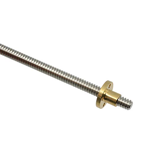 ReliaBot 600mm T8 Tr8x2 Lead Screw and Brass Nut (Acme Thread, 2mm Pitch, 1 Start, 2mm Lead) for LCD DLP SLA 3D Printer and CNC Machine Z Axis