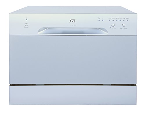 SPT SD-2213S Compact Countertop Dishwasher - Energy Star Portable Dishwasher with Stainless Steel Interior and 6 Place Settings Rack Silverware Basket for Apartment Office And Home Kitchen, Silver