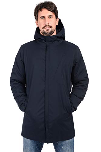 fit space Men's Waterproof Parka Down Jakcet Long Winter Coat Warm Puffer Outerwear with Hood (Black, Medium)