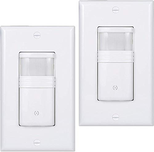 (Pack of 2) White Motion Sensor Light Switch – Neutral Wire Required – Single Pole Only (Not 3-Way) – for Indoor Use – Vacancy & Occupancy Modes – Title 24, UL Certified – Adjustable Timer