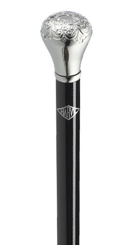 Men Embossed Knob Cane High Gloss Black Shaf T, Chrome Plated Acrylic Handle -Affordable Gift! Item #DHAR-9138900