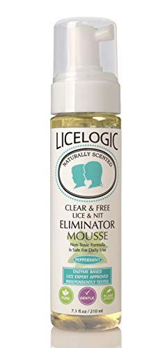 #1 Lice Shampoo and Lice Treatment Made with Natural LiceZyme - LiceLogic - Natural 1 Day Head Lice Treatment & Nit Treatment Mousse - Pesticide Free - 7.1 oz. - Peppermint Scent