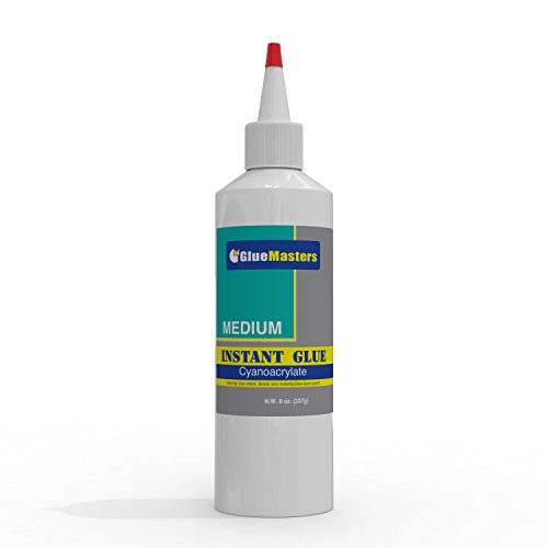 Professional Grade Cyanoacrylate (CA)'Super Glue' by Glue Masters - Extra Large 8 OZ (226-gram) Bottle with Protective Cap - Medium Viscosity Adhesive for Plastic, Wood & DIY Crafts