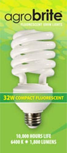 Hydrofarm Agrobrite FLC32D Compact Fluorescent Spiral Grow Lamp, 32 Watt, 6400K