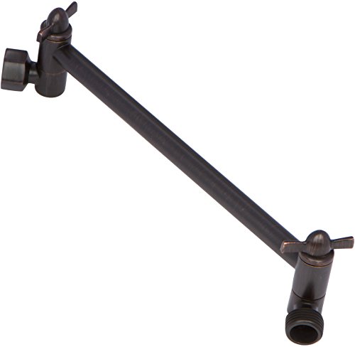 Adjustable Shower Head Extension Arm - 10 Inch Brass Shower Arm Extender Hardware - Oil-Rubbed Bronze