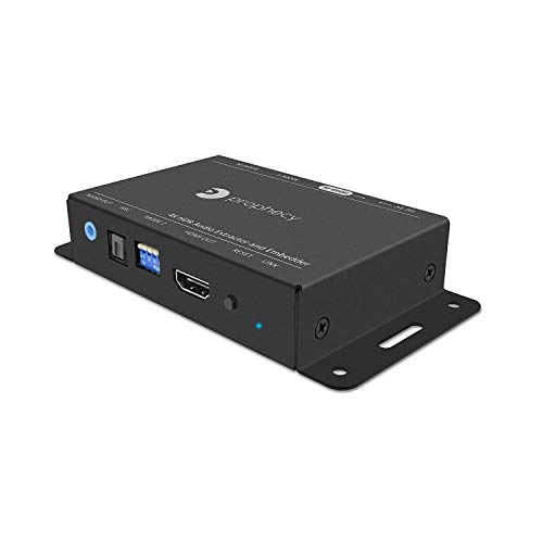 gofanco Prophecy 4K 60Hz HDMI Audio Extractor & Embedder via S/PDIF Toslink + 3.5 MM Stereo, 4K 60Hz YUV 4:4:4, HDR, HDMI 2.0a, HDCP 2.2, 18Gbps, ARC, CEC, Audio Extraction & Embedded