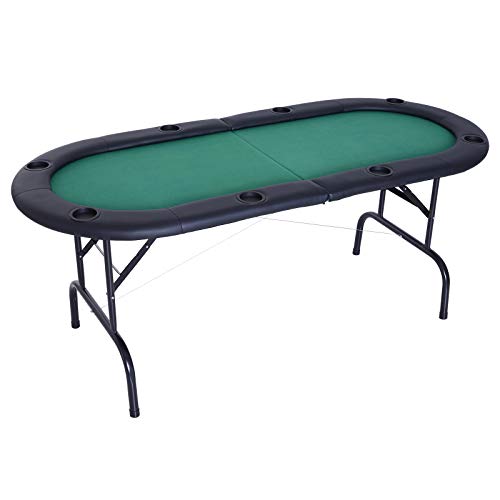 Soozier 72' 8 Player Octagon Poker Table Set with 8 Steel Cup Holders, a Classic Design, Easy Folding for Storage