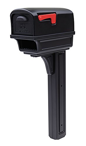 Gibraltar Mailboxes Gentry Large Capacity Double-Walled Plastic Black, All-In-One Mailbox & Post Combo Kit, GGC1B0000