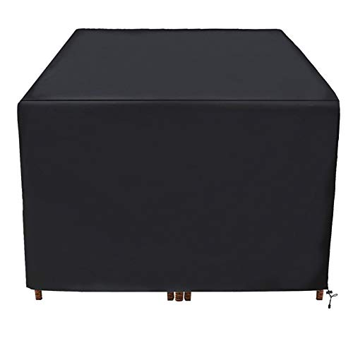 JJCKHE Square Patio Table Cover, Outdoor Waterproof Dining Table Chair Set Cover, Durable Protective Furniture Cover for Garden Outdoor Indoor Furniture,Black