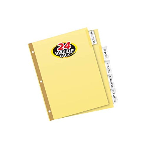 Avery 5-Tab Binder Dividers, Insertable Clear Big Tabs, 24 Sets (11113)