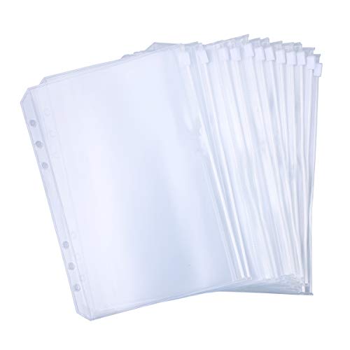 Antner 12 PCS Binder Pockets A5 Size Binder Zipper Folders for 6-Ring Notebook Binder, Waterproof PVC Pouch Document Filing Bags
