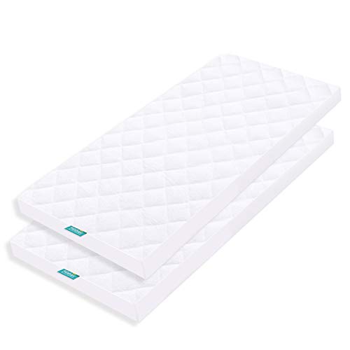 Cradle Mattress Pad Cover for 36' × 18' Standard Cradle Mattress, Ultra Soft Bamboo Fleece Surface and Extra Waterproof Layer, 2 Pack, Washer & Dryer