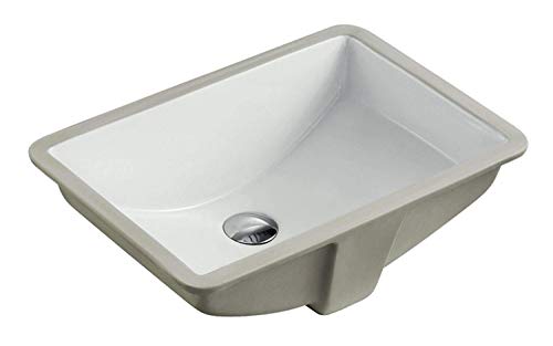 KINGSMAN 20.9 Inch Durable Rectrangle Undermount Vitreous Ceramic Lavatory Vanity Bathroom Sink - Pure White (20.9 Inch)