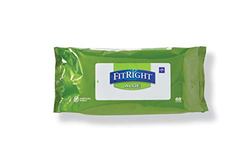 FitRight Aloe Personal Cleansing Cloth Wipes, Scented, 8 x 12 inch Adult Large Incontinence Wipes, 68 count, pack of 12